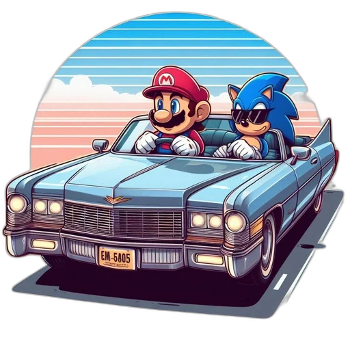 car, hat, pixel art, concept art, vaporwave, 3d render, blue, iconic transparent PNG cut-out