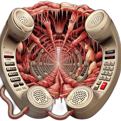 large, telephone, receiver, surrounded, organic-looking, maze, containing, various transparent PNG cut-out