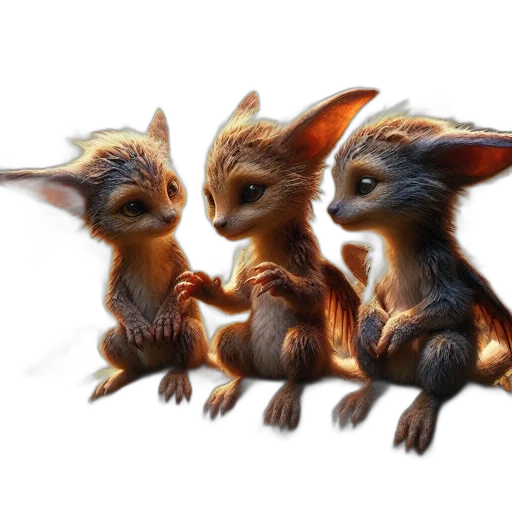 dragon, concept art, fantasy art, 3d render, photorealistic, three, anthropomorphic, rabbits transparent PNG cut-out