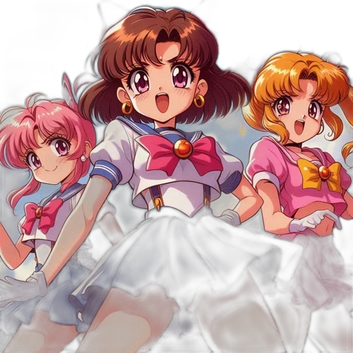 anime, vaporwave, concept art, pixel art, outer space, pastel, colorful, three transparent PNG cut-out