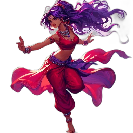 concept art, fantasy art, pixel art, comic book art, red, colorful, woman, purple transparent PNG cut-out