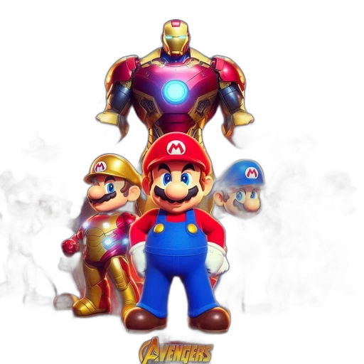 robot, weapon, 3d render, concept art, pixel art, fantasy art, iconic, mario transparent PNG cut-out