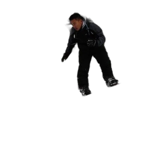 staff, jacket, shoes, 3d render, snowboarder, black, gear, riding transparent PNG cut-out