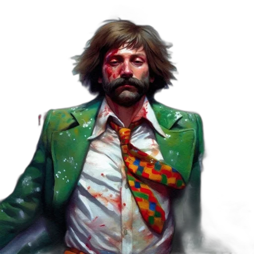jacket, face, concept art, comic book art, photorealistic, fantasy art, green, distressed transparent PNG cut-out