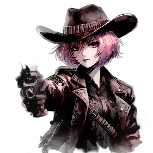 weapon, hat, jacket, staff, concept art, cyberpunk, watercolor, fantasy art transparent PNG cut-out