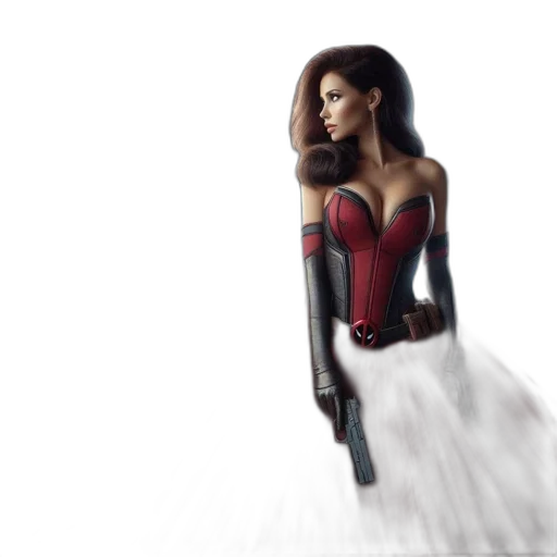 dress, weapon, concept art, fantasy art, comic book art, photorealistic, red, woman transparent PNG cut-out