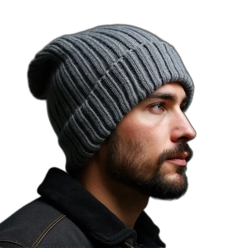 hat, jacket, face, photorealistic transparent PNG cut-out