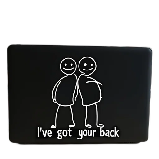 jacket, black, laptop, custom, sticker, two, stick, figures transparent PNG cut-out