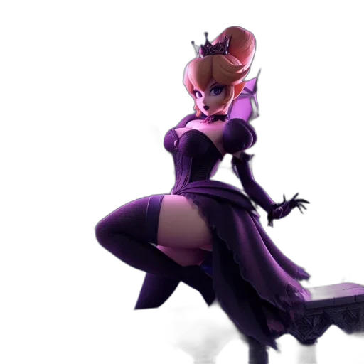 crown, dress, concept art, 3d render, fantasy art, dark, animated, female transparent PNG cut-out