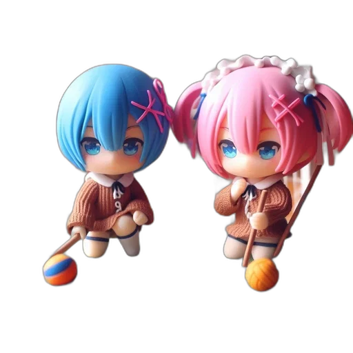 3d render, anime, concept art, photorealistic, blue, two, animated, figurines transparent PNG cut-out