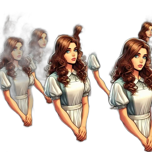 hair, dress, concept art, comic book art, fantasy art, pixel art, fire, fog transparent PNG cut-out