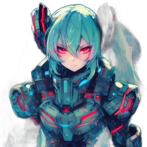 robot, weapon, mask, face, anime, cyberpunk, pixel art, concept art transparent PNG cut-out