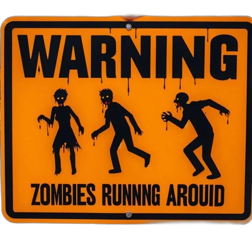 street, sign, warns, about, approaching, undead, threats, zombies transparent PNG cut-out