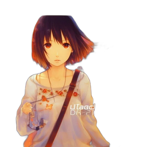 dress, flower, jacket, face, anime, watercolor, oil painting, photorealistic transparent PNG cut-out