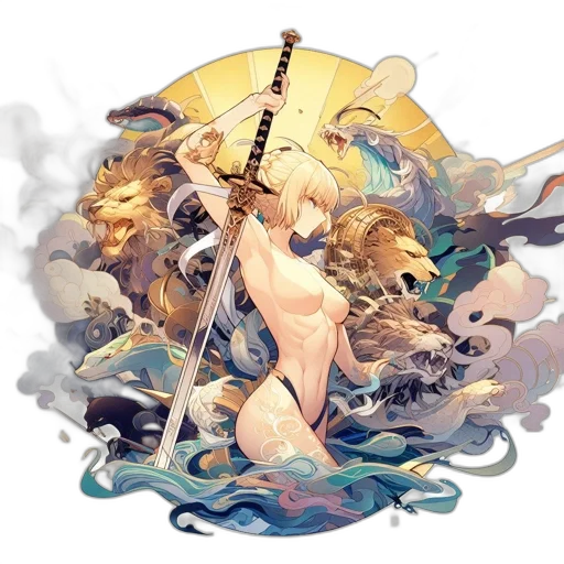 sword, weapon, staff, fantasy art, concept art, pixel art, anime, underwater transparent PNG cut-out