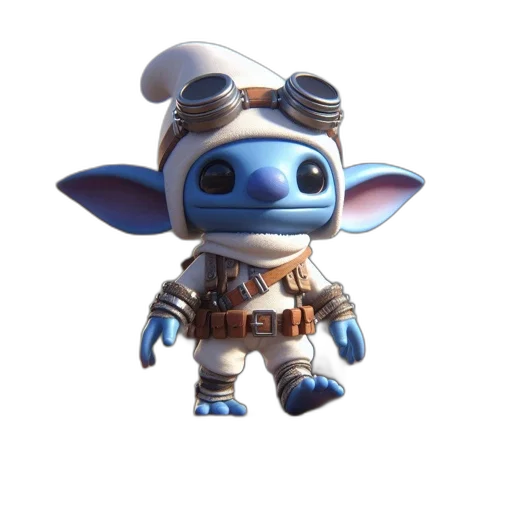 robot, staff, creature, animal, 3d render, concept art, fantasy art, blue transparent PNG cut-out