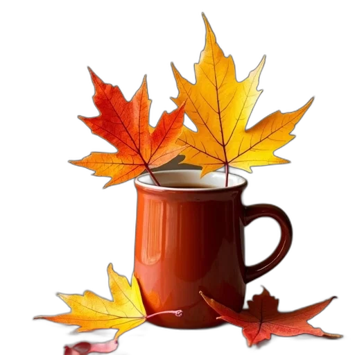 photorealistic, 3d render, few, different, autumn, leaves, new, england transparent PNG cut-out