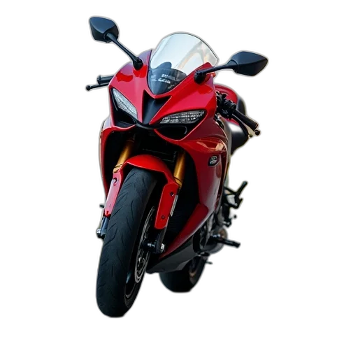 weapon, photorealistic, 3d render, concept art, red, black, motorcycle, parked transparent PNG cut-out