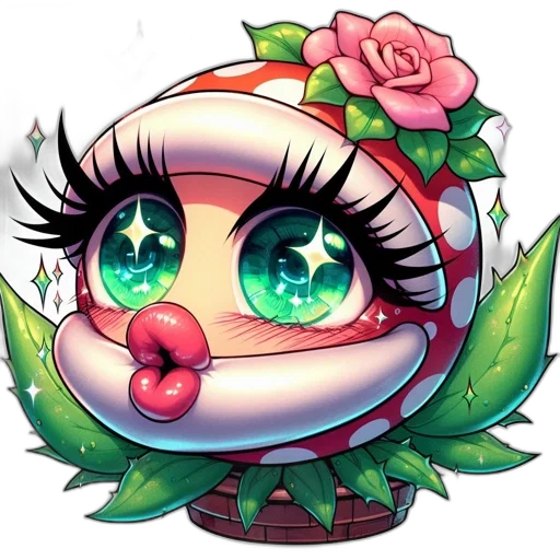 flower, concept art, pixel art, fantasy art, cartoon, anthropomorphic, mushroom, character transparent PNG cut-out