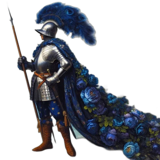 sword, staff, crown, dress, fantasy art, concept art, pixel art, blue transparent PNG cut-out