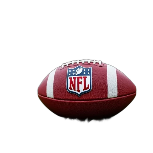 red, football, nfl, logo, placed, grassy, field, positioned transparent PNG cut-out