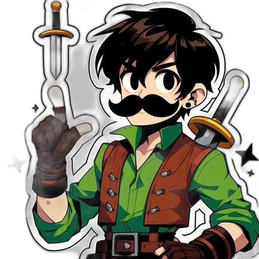 staff, weapon, sword, pixel art, cartoon, fantasy art, concept art, green transparent PNG cut-out