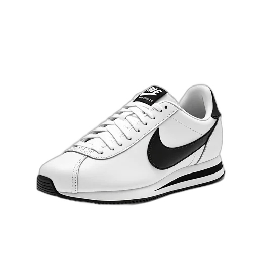 shoes, photorealistic, monochrome, white, sneaker, black, accents, displayed transparent PNG cut-out