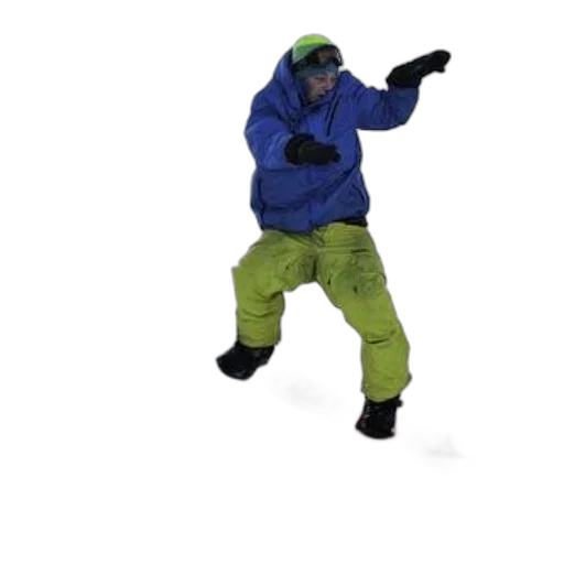 jacket, staff, umbrella, hat, concept art, 3d render, snow, green transparent PNG cut-out