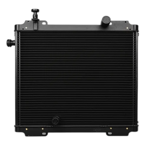 robot, black, radiator, multiple, rows, fins, shown, against transparent PNG cut-out