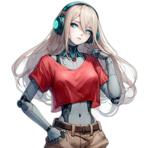 robot, staff, weapon, face, anime, pixel art, concept art, fantasy art transparent PNG cut-out