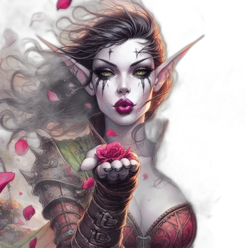 fantasy art, comic book art, concept art, photorealistic, red, dark, fantastical, character transparent PNG cut-out