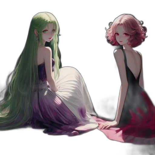 dress, hair, creature, concept art transparent PNG cut-out