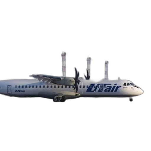 utair, airplane, parked, tarmac, snow, ground transparent PNG cut-out