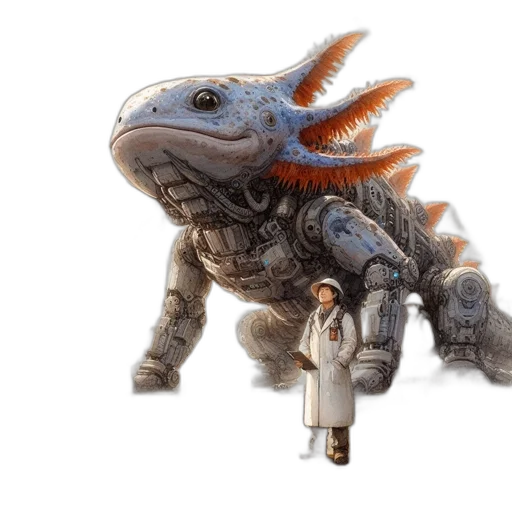 dragon, creature, animal, robot, concept art, fantasy art, 3d render, industrial transparent PNG cut-out