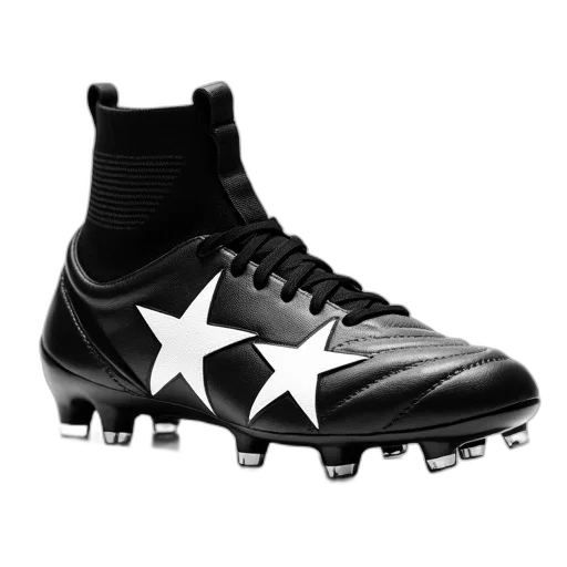 shoes, black, white, high-top, soccer, cleat, unique, design transparent PNG cut-out