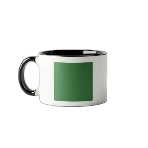 3d render, photorealistic, green, monochrome, white, mug, black, handle transparent PNG cut-out