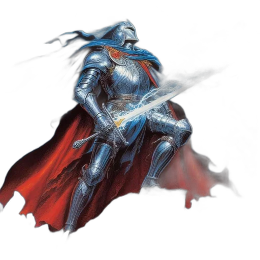 sword, weapon, concept art, fantasy art, comic book art, watercolor, blue, majestic transparent PNG cut-out