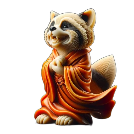 3d render, photorealistic, concept art, fantasy art, detailed, joyful, raccoon, figurine transparent PNG cut-out