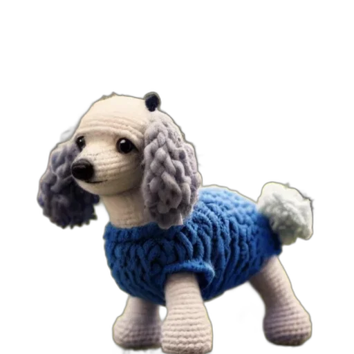 animal, 3d render, photorealistic, handcrafted, yarn, dog, toy, blue transparent PNG cut-out