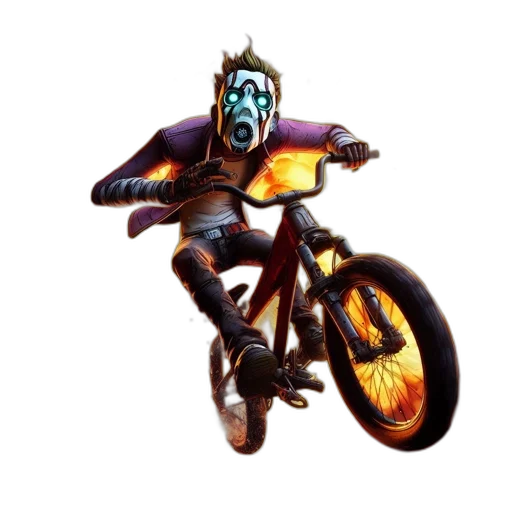 creature, mask, concept art, fantasy art, pixel art, comic book art, cyclist, sporting transparent PNG cut-out