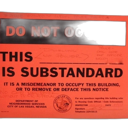 building, red, sign, black, text, reads, not, occupy transparent PNG cut-out