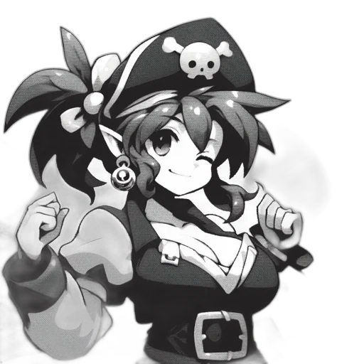 staff, hat, weapon, pixel art, cartoon, anime, concept art, monochrome transparent PNG cut-out