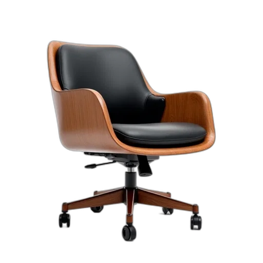 furniture, staff, 3d render, modern, office, chair, black, leather transparent PNG cut-out