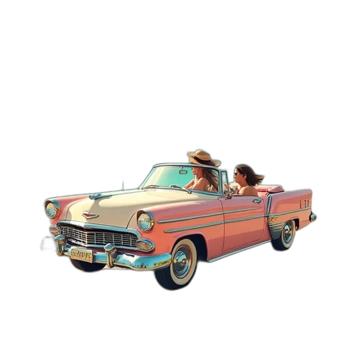 car, 3d render, concept art, pixel art, photorealistic, pastel, girls, driving transparent PNG cut-out