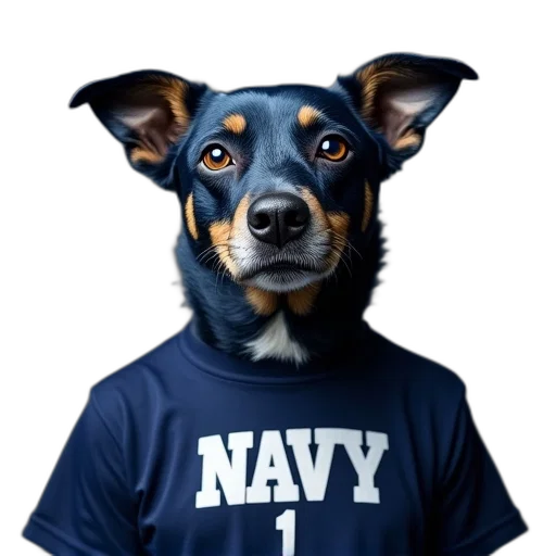 animal, staff, blue, dog, wearing, navy, shirt, name transparent PNG cut-out