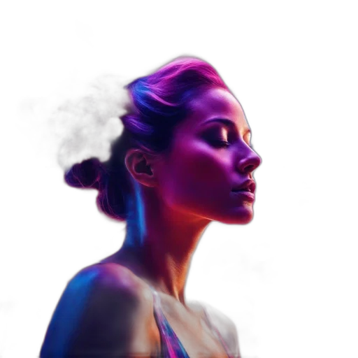 face, photorealistic, concept art, vaporwave, watercolor, neon lights, fire, neon transparent PNG cut-out