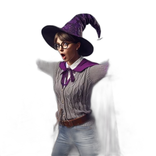 hat, staff, dress, jacket, concept art, fantasy art, 3d render, photorealistic transparent PNG cut-out