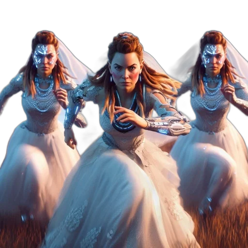 dress, concept art, fantasy art, photorealistic, 3d render, blue, three, women transparent PNG cut-out