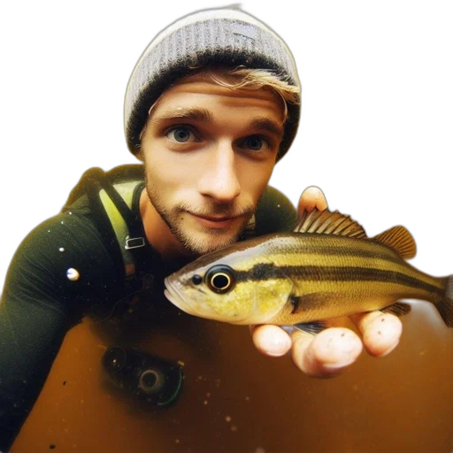 animal, creature, photorealistic, concept art, cartoon, watercolor, underwater, man transparent PNG cut-out