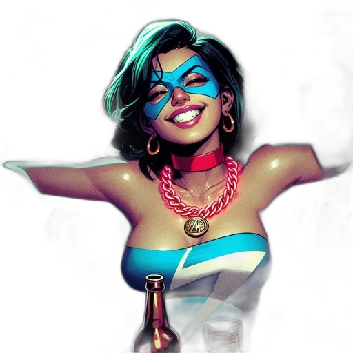comic book art, concept art, fantasy art, cartoon, woman, blue, mask, gold transparent PNG cut-out